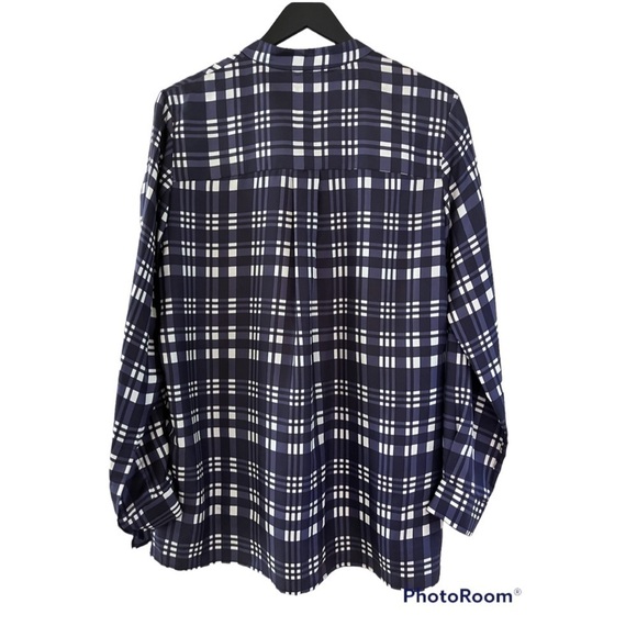 Joseph Silk Oversized Plaid Twill Dara Blouse 1/4 button down shirt. Size 8 - Picture 3 of 14